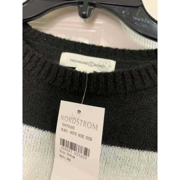 Treasure‎ & Bond Black White Wide Striped Crew Neck Size Medium NEW - Picture 3 of 5